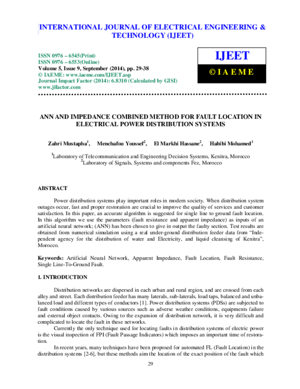 (PDF) Ann and Impedance Combined Method for Fault Location in ...
