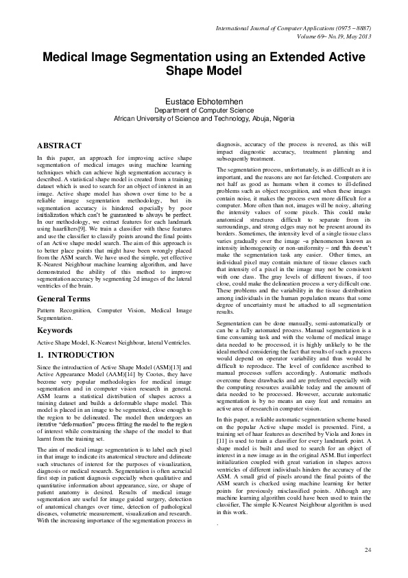 (PDF) Medical Image Segmentation using an Extended Active Shape Model