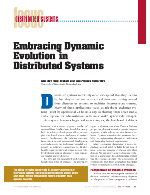 (PDF) Embracing dynamic evolution in distributed systems