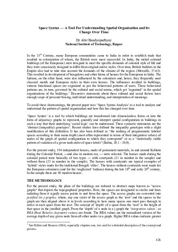(PDF) Space Syntax — A Tool For Understanding Spatial Organization and ...
