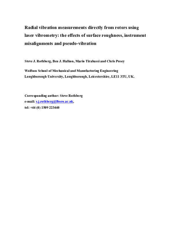 (PDF) Radial vibration measurements directly from rotors using laser ...