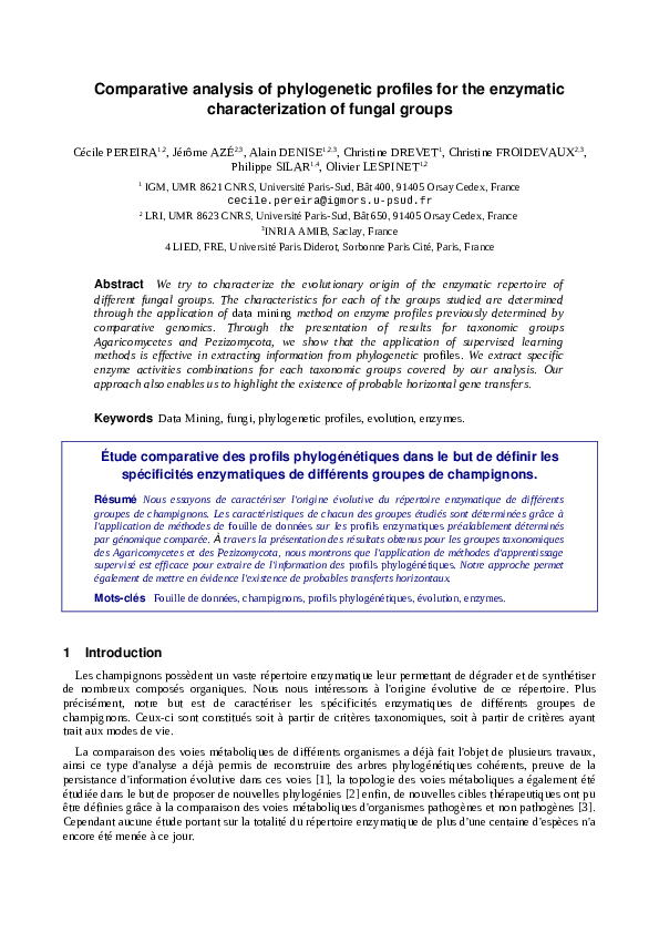 (PDF) Comparative analysis of phylogenetic profiles for the enzymatic ...