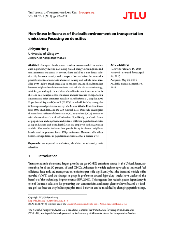 (PDF) Non-linear influences of the built environment on transportation ...