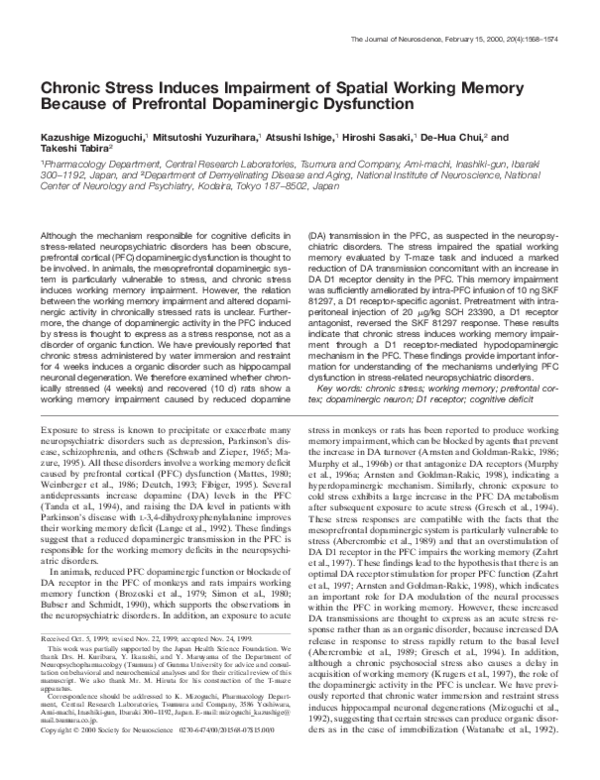 (PDF) Chronic stress induces impairment of spatial working memory ...
