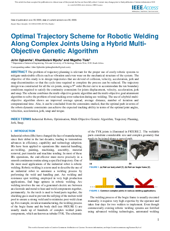 (PDF) Optimal Trajectory Scheme for Robotic Welding Along Complex ...