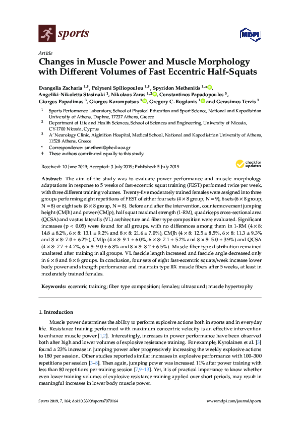 (PDF) Changes in Muscle Power and Muscle Morphology with Different ...