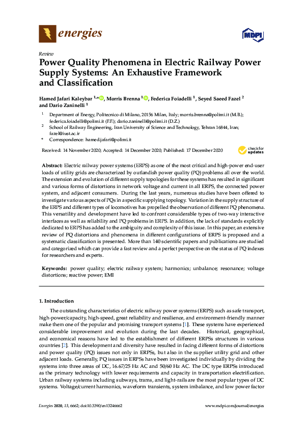 (PDF) Power Quality Phenomena in Electric Railway Power Supply Systems