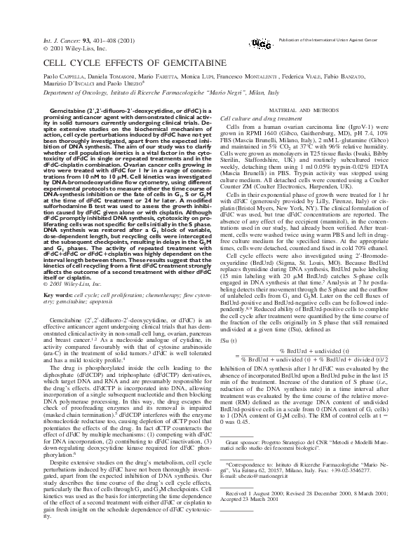 (PDF) Cell cycle effects of gemcitabine