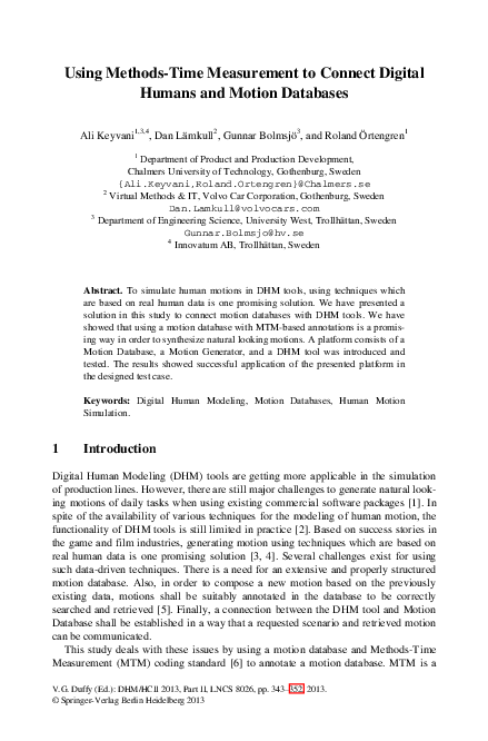 (PDF) Using Methods-Time Measurement to Connect Digital Humans and ...
