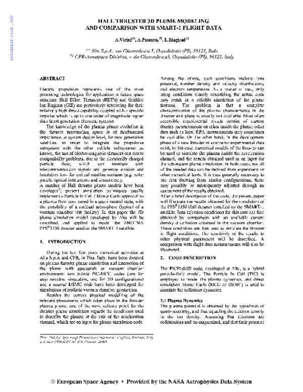 (PDF) Hall Thruster 3D Plume Modeling and Comparison with SMART1 Flight ...