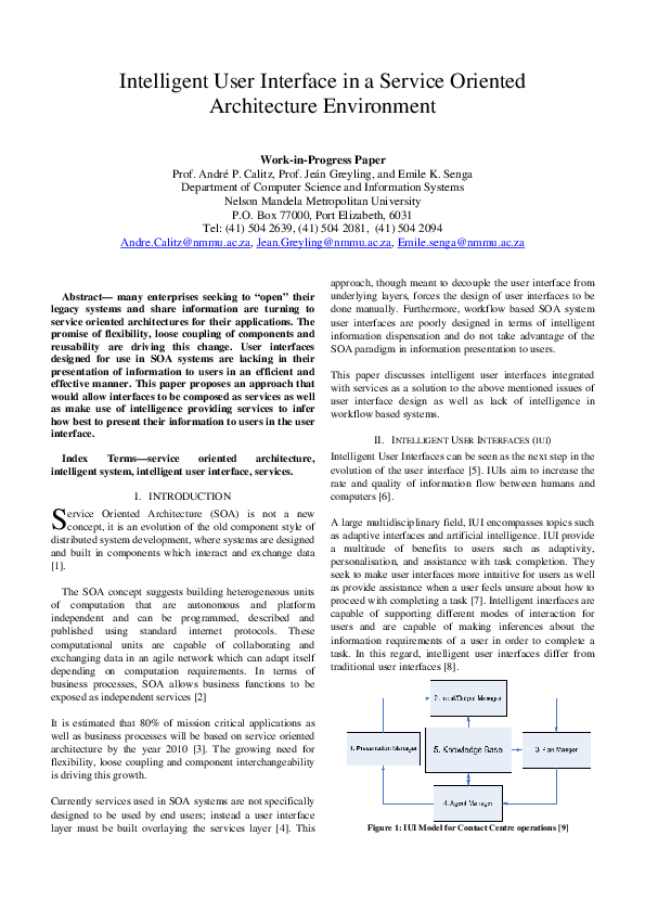 (PDF) Intelligent User Interface in a Service Oriented Architecture ...
