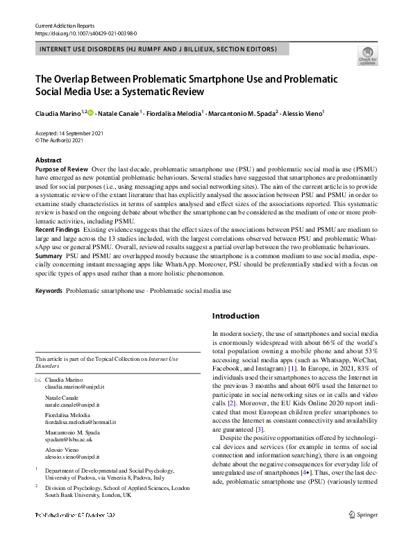 (PDF) The Overlap Between Problematic Smartphone Use and Problematic ...