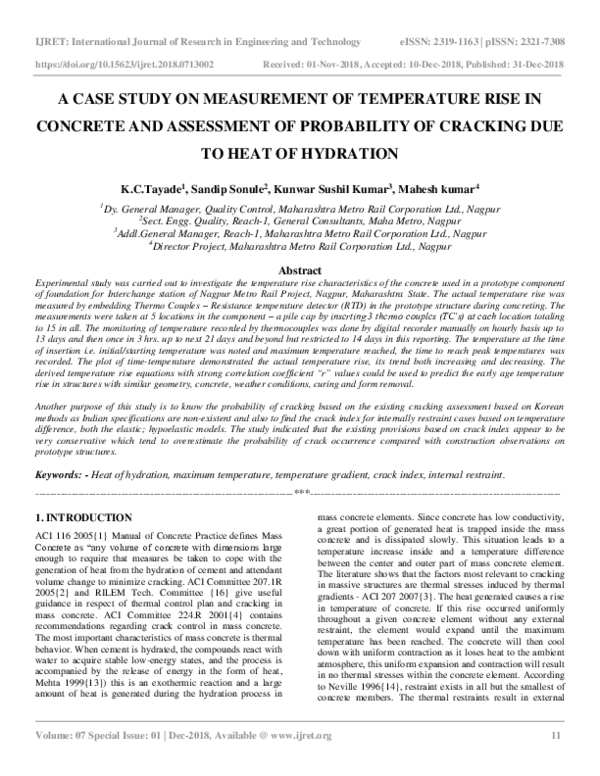 (PDF) A Case Study on Measurement of Temperature Rise in Concrete and ...