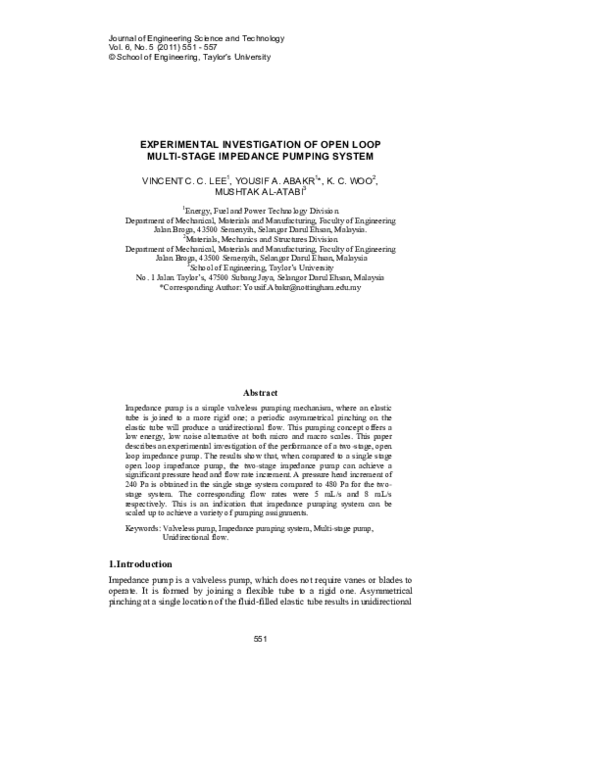 (PDF) Experimental Investigation of Open Loop Multi-Stage Impedance ...