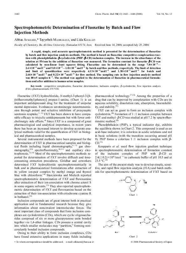 (PDF) Spectrophotometric Determination of Fluoxetine by Batch and Flow ...