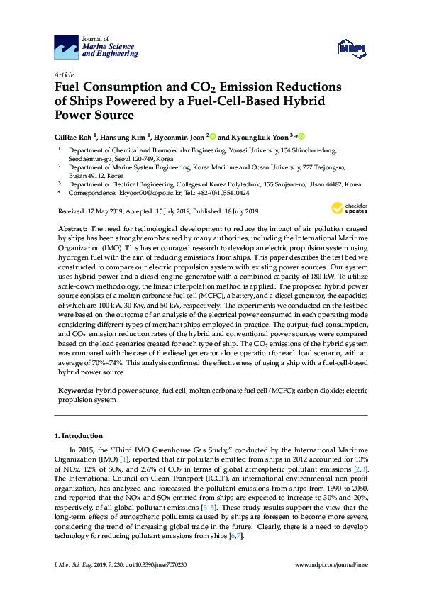 (PDF) Fuel Consumption and CO2 Emission Reductions of Ships Powered by ...
