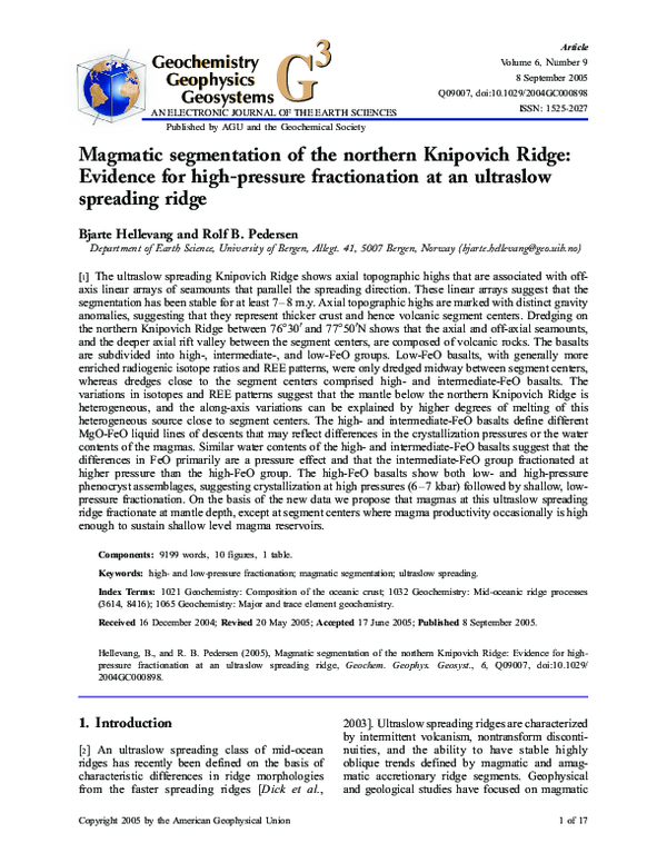 (PDF) Magmatic segmentation of the northern Knipovich Ridge: Evidence ...