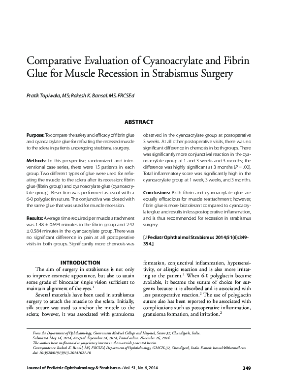 (PDF) Comparative evaluation of cyanoacrylate and fibrin glue for