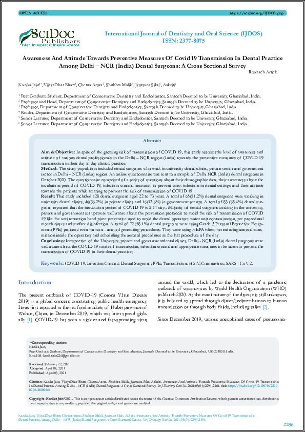 (PDF) Awareness And Attitude Towards Preventive Measures Of Covid 19 ...