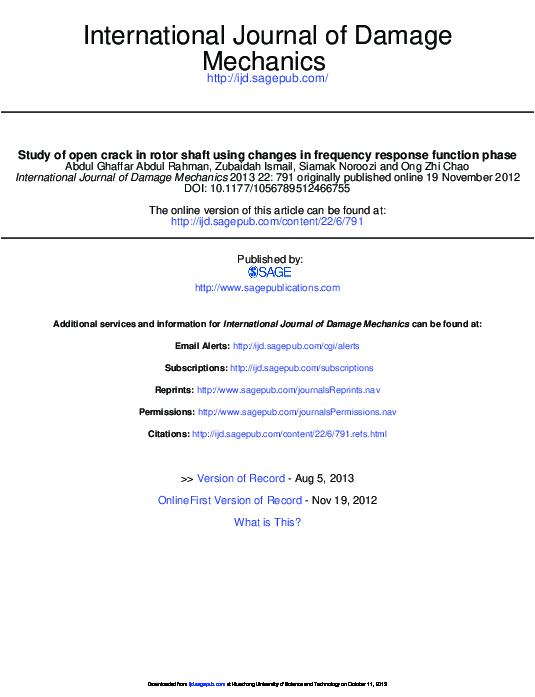 (PDF) Study of open crack in rotor shaft using changes in frequency ...