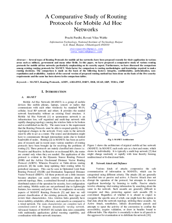 (PDF) A Comparative Study of Routing Protocols for Mobile Ad Hoc Networks
