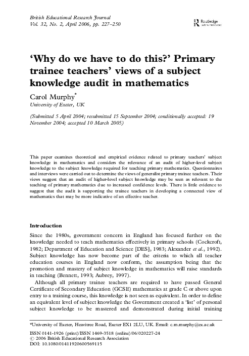 (PDF) ‘Why do we have to do this?’ Primary trainee teachers' views of a ...