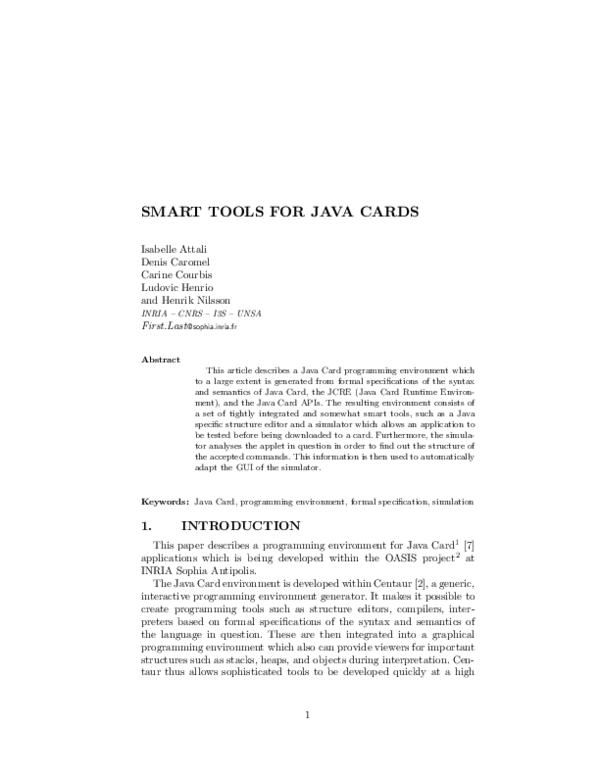 (PDF) Smart tools for Java Card