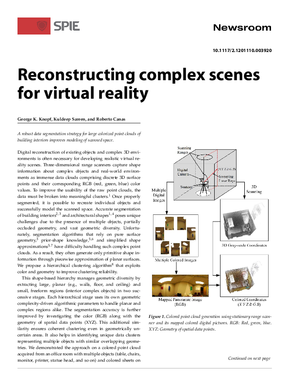 (PDF) Reconstructing complex scenes for virtual reality