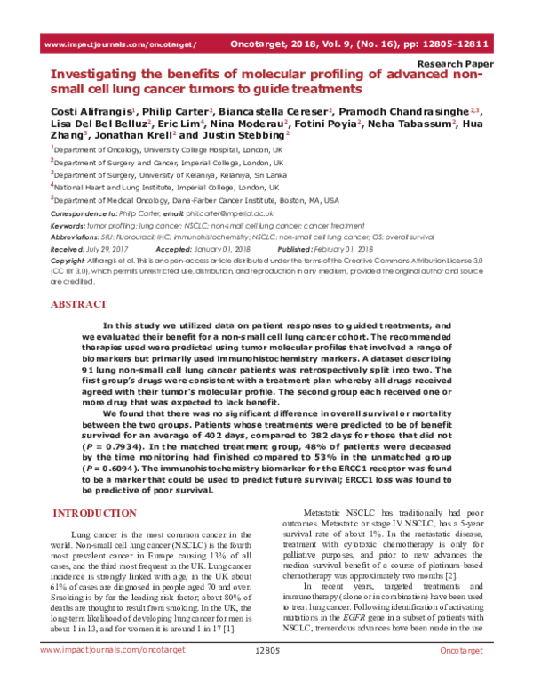 (PDF) Investigating the benefits of molecular profiling of advanced non ...