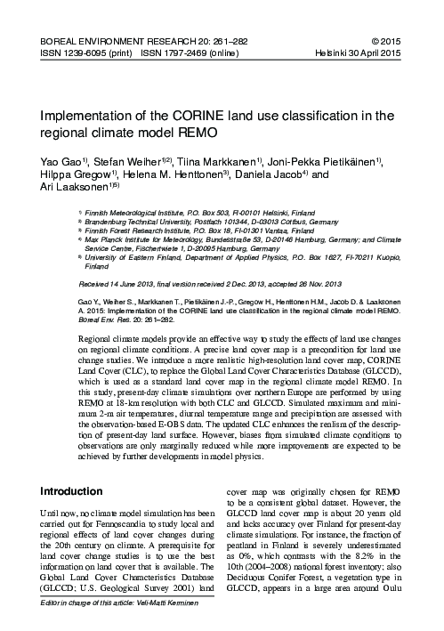 (PDF) Implementation of the CORINE land use classification in the ...