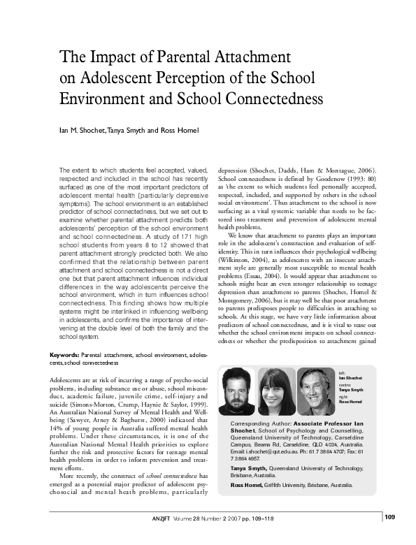 (PDF) The Impact of Parental Attachment on Adolescent Perception of the ...