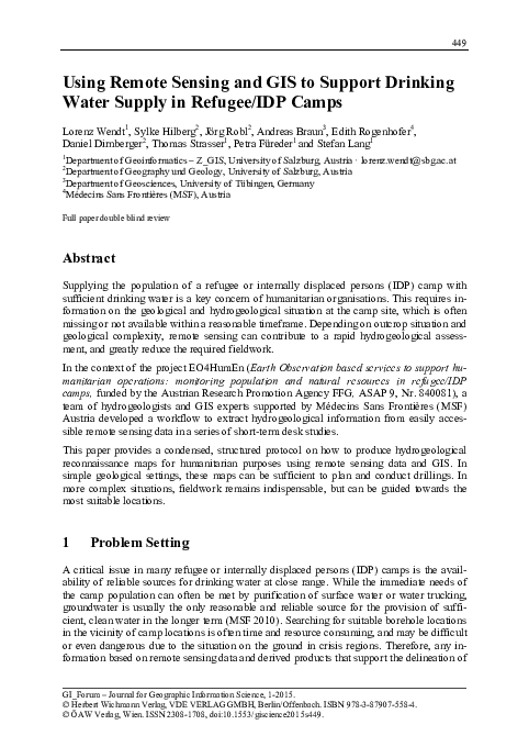 (PDF) Using Remote Sensing and GIS to Support Drinking Water Supply in ...