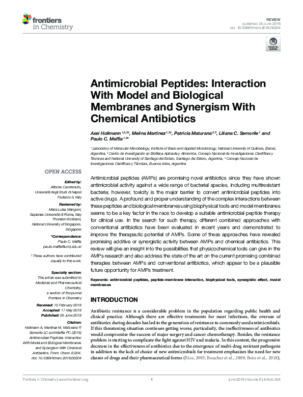 (PDF) Antimicrobial Peptides: Interaction With Model and Biological ...