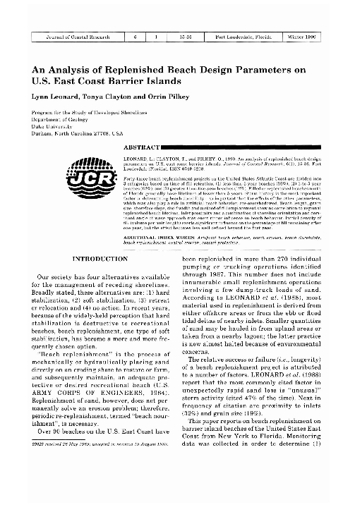 (PDF) An Analysis of Replenished Beach Design Parameters on U.S. East ...