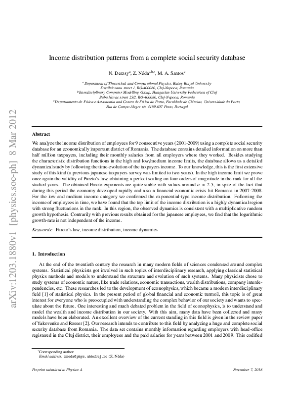 (PDF) Income distribution patterns from a complete social security database