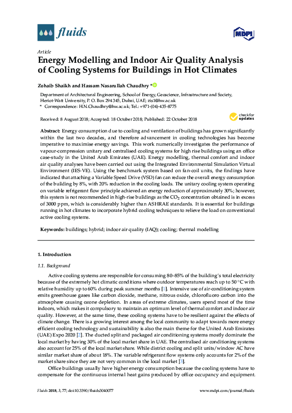(PDF) Energy Modelling and Indoor Air Quality Analysis of Cooling ...