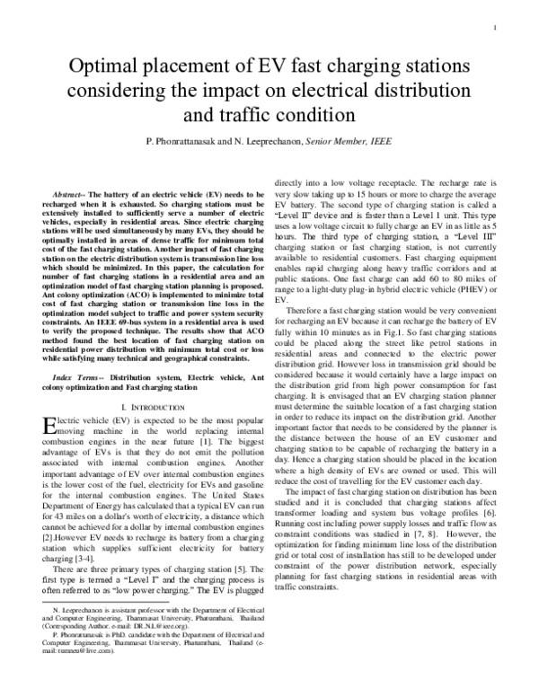 (PDF) Optimal placement of EV fast charging stations considering the ...