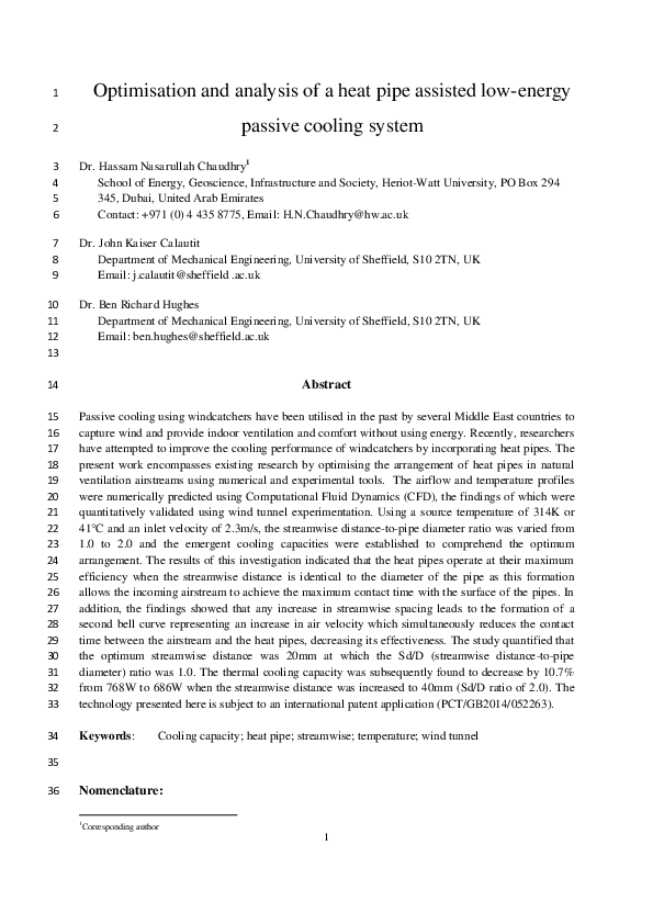 (PDF) Optimisation and analysis of a heat pipe assisted low-energy ...
