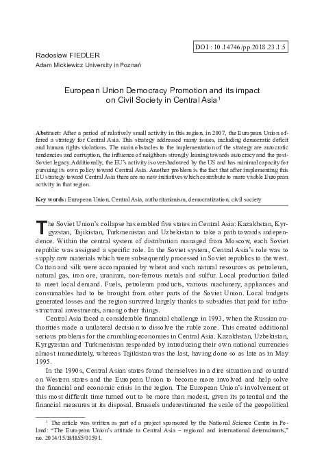 (PDF) European Union Democracy Promotion and its impact on Civil ...