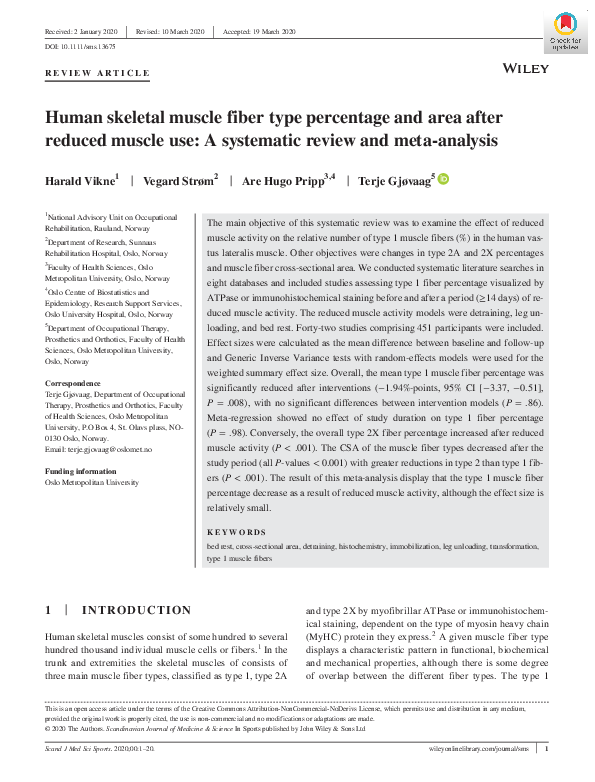 (PDF) Human skeletal muscle fiber type percentage and area after ...