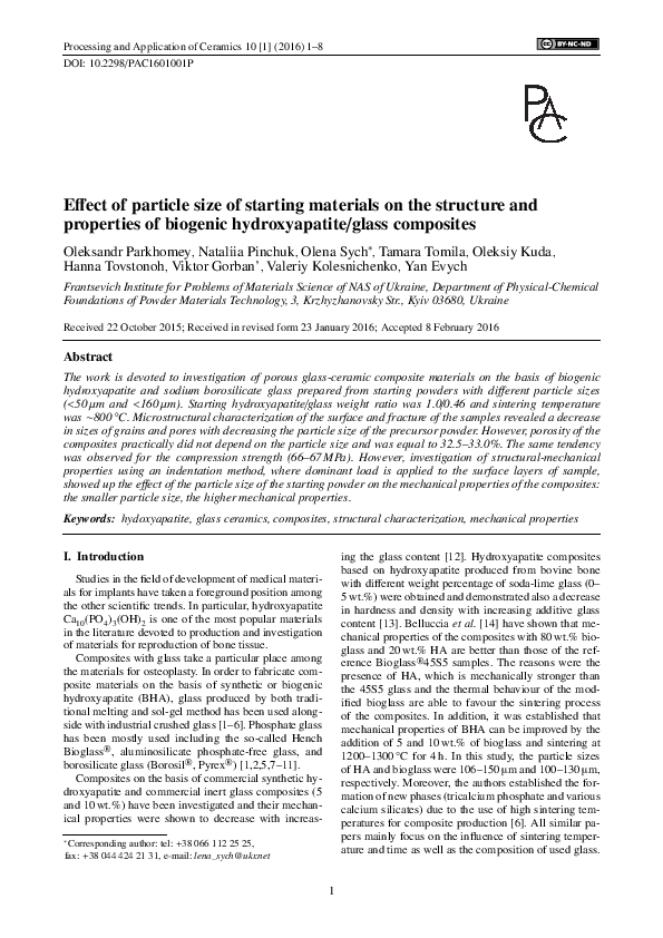 (PDF) Effect of particle size of starting materials on the structure ...