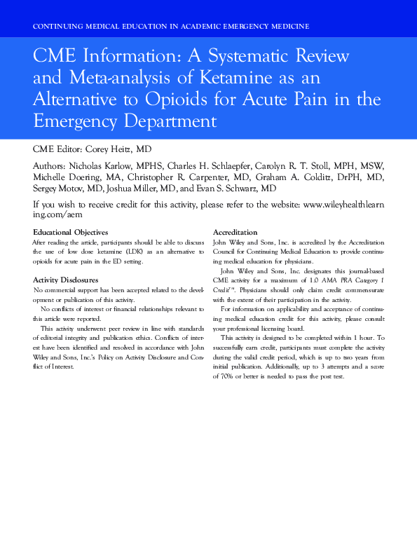 (PDF) A Systematic Review and Meta-analysis of Ketamine as an ...