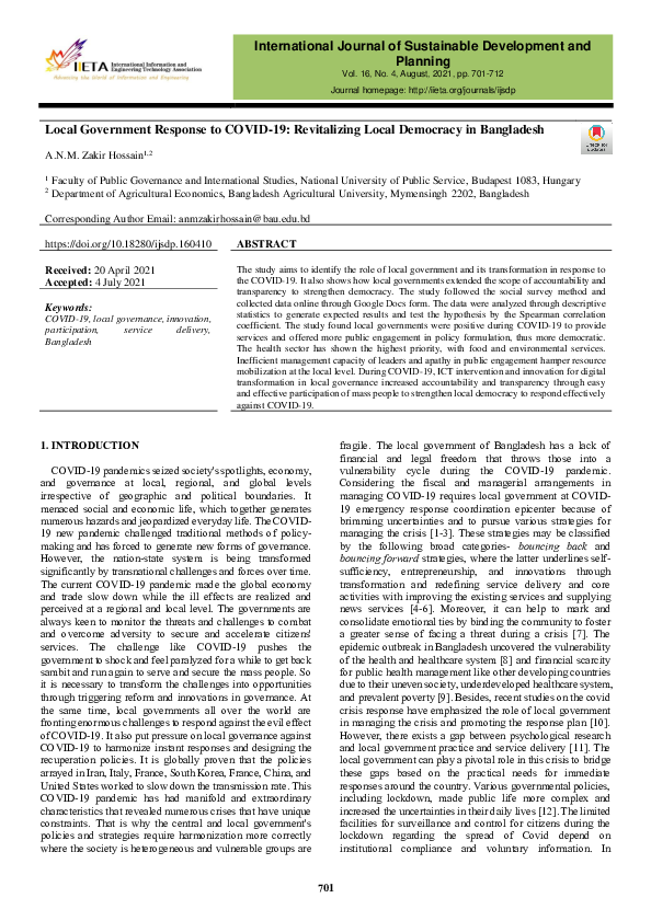 (PDF) Local Government Response to COVID-19: Revitalizing Local ...