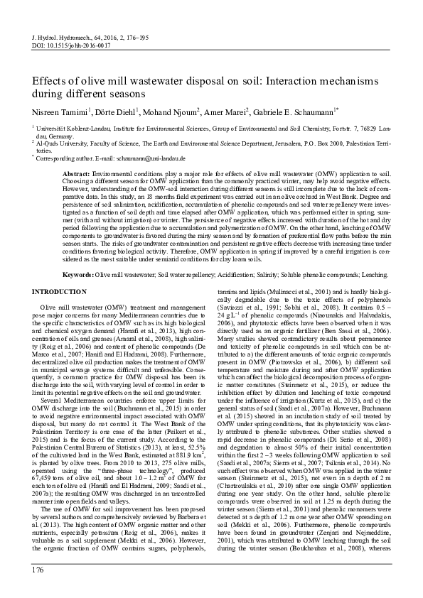 (PDF) Effects of olive mill wastewater disposal on soil: Interaction ...