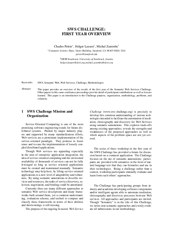 (PDF) Sws challenge-first year overview