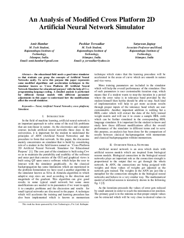 (PDF) An Analysis of Modified Cross Platform 2D Artificial Neural ...