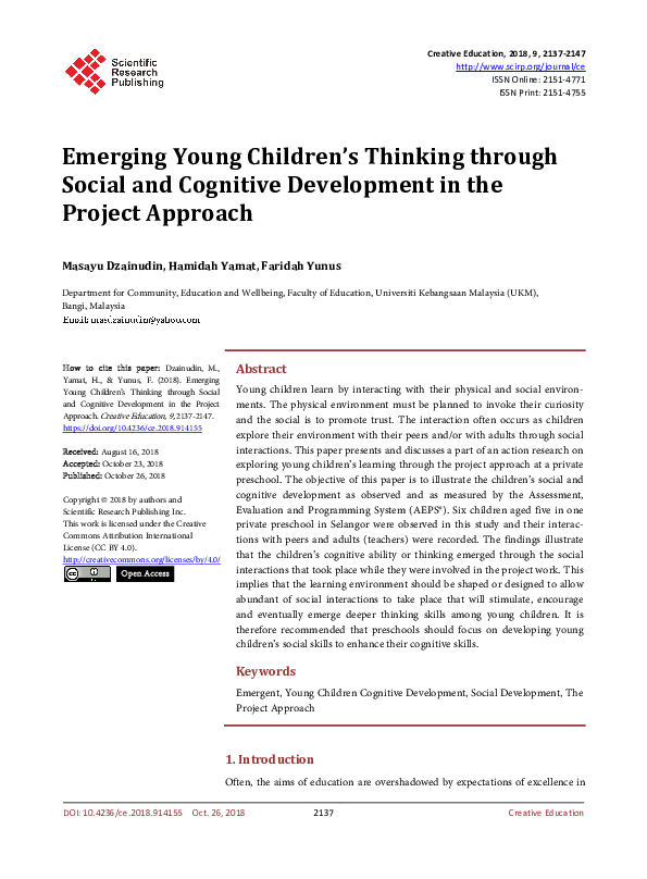 (PDF) Emerging Young Children’s Thinking through Social and Cognitive ...