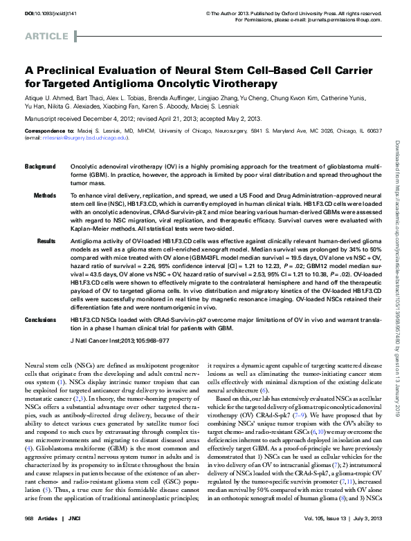 (PDF) A preclinical evaluation of neural stem cell-based cell carrier ...