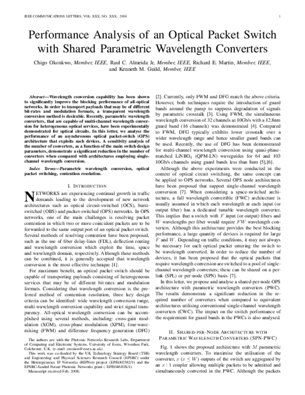 (PDF) Performance analysis of an optical packet switch with shared ...