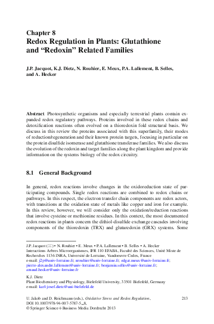 (PDF) Oxidative Stress and Redox Regulation
